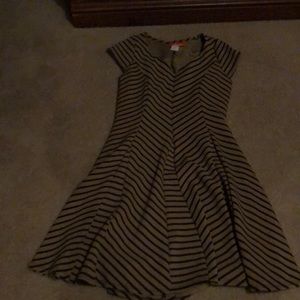 Brown and black striped rainbow dress